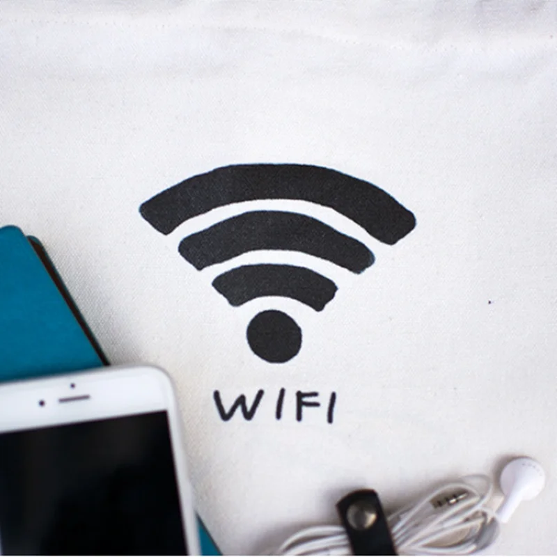Женские сумки Холщовая Сумка-тоут с Wifi узором белые для путешествий женские