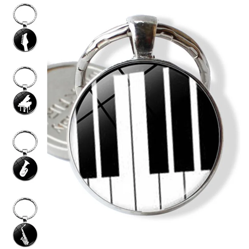 

Рояль клавиатура брелок Подвеска музыкальный инструмент гитара саксафон металлический брелок кольца брелок Рождественский подарок
