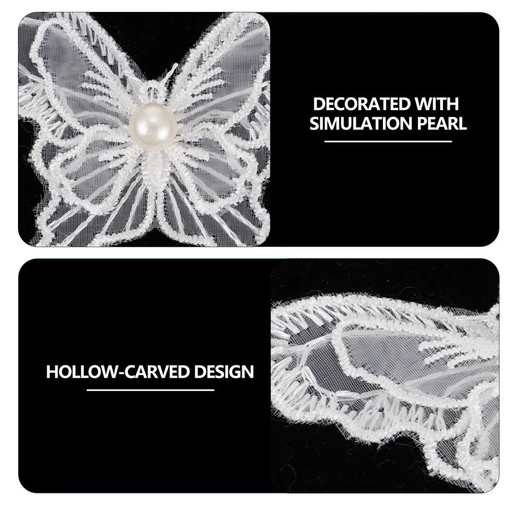 

10pcs Lace Embroidered Appliques Butterflies Shape Wedding Dress Decors