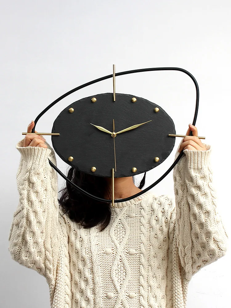 Современные креативные настенные часы металлические мраморные 3d домашний декор