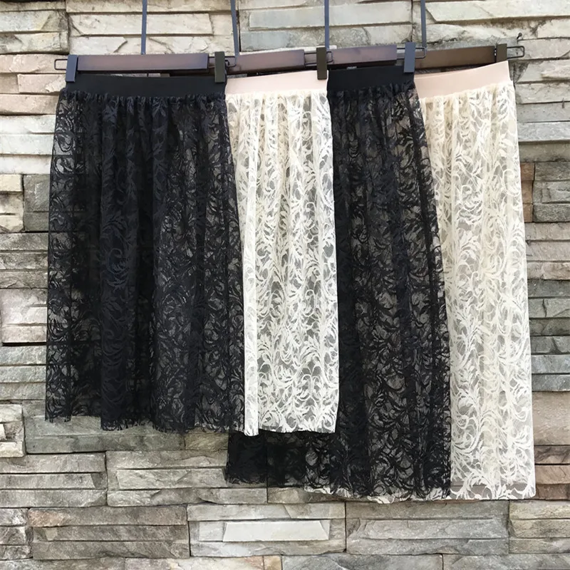 

Новинка 2022, Женская универсальная прозрачная сетчатая подъюбник с вышивкой, повседневная прозрачная нижняя юбка средней длины, прозрачная ...