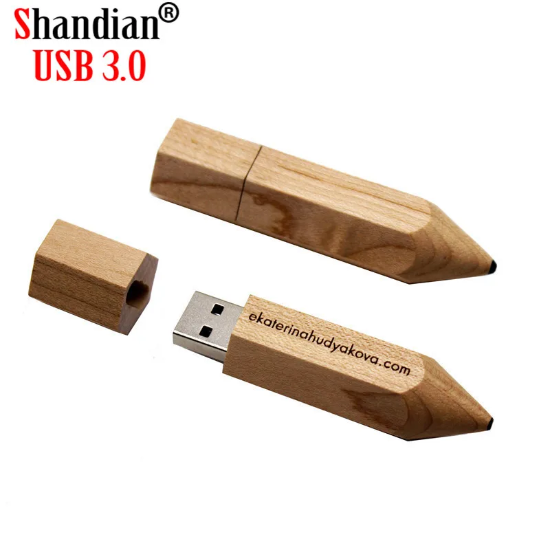 SHANDAIN USB 3 0 Бесплатная кутомер Логотип Деревянный карандаш флеш накопитель Флешка