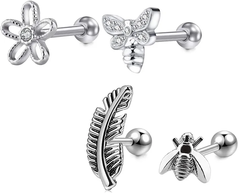 Серьги гвоздики из нержавеющей стали с фианитом на Козелок 16 г|Украшения для