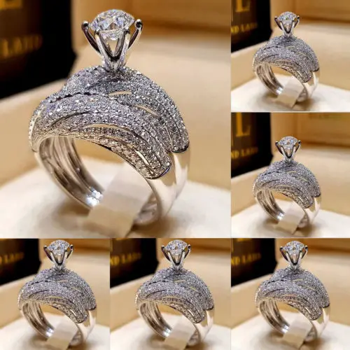 Женские винтажные кольца с камнем талисманом серебро 925 пробы белым сапфиром