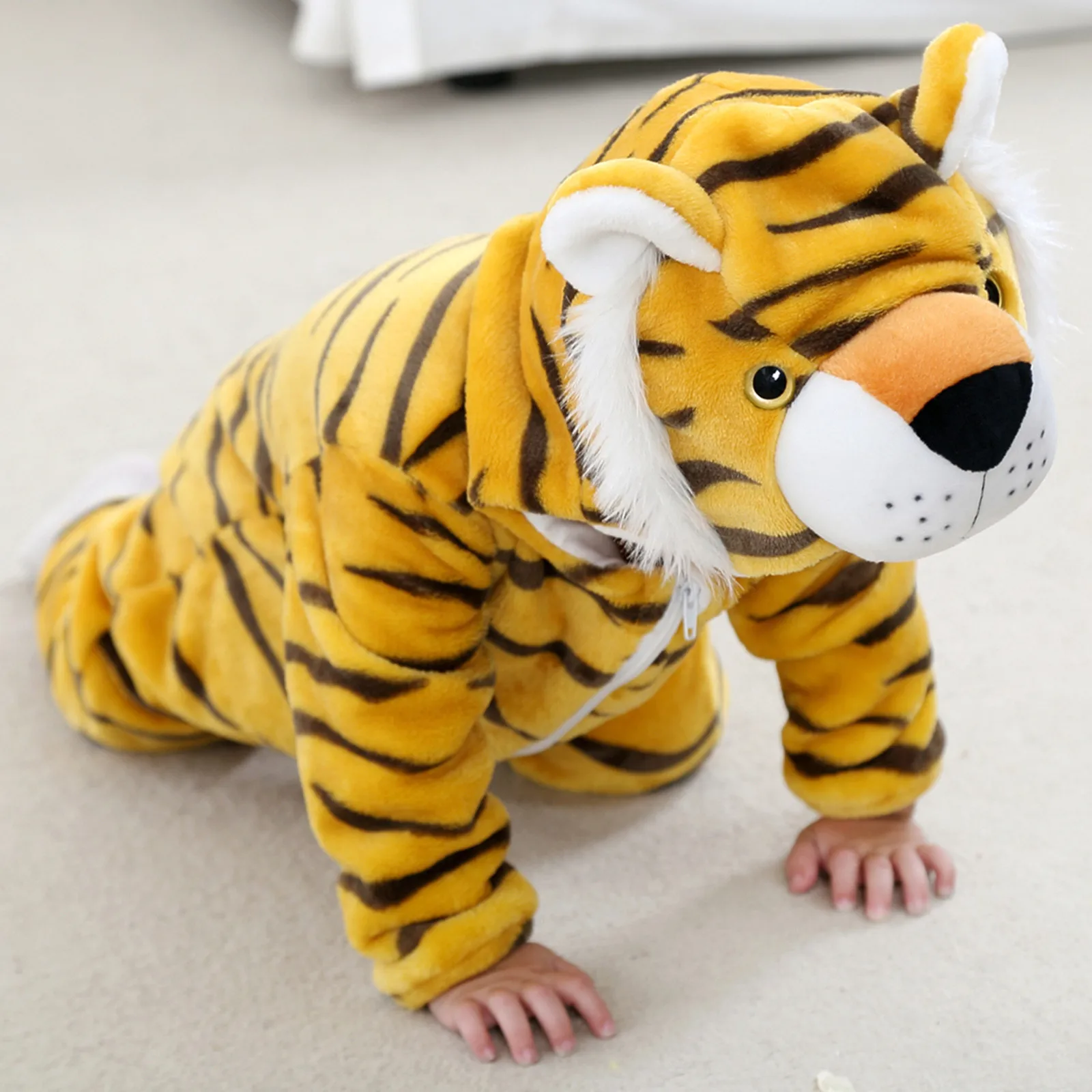 

Newborn Baby Christmas Romper Thanksgiving Cartoon Tigger Coat Fur Bodysuit Jumpsuit Hooded Playsuit Romper Overall Outfit A50