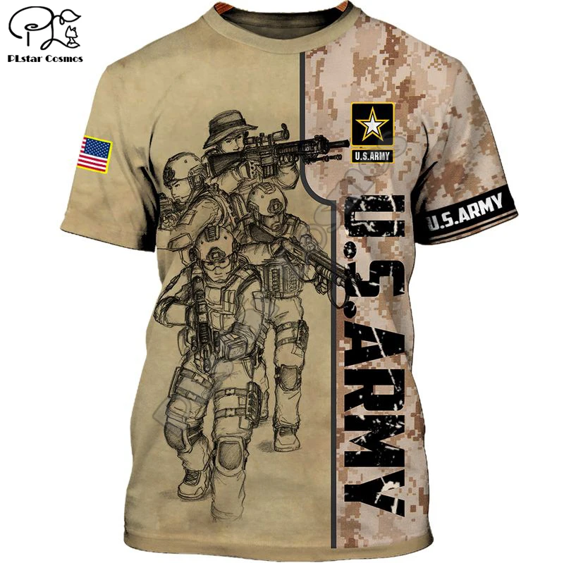 

PLstar Cosmos 3DPrint Newfashion Summer Army Veteran Soldier Art Unisex Casual Men/Women T-Shirt Harajuku Streetwear Funny R-2