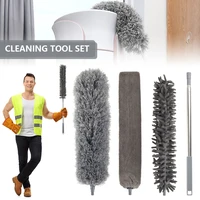 extendable feather duster kit microfiber duster telescopic long handled dust cleaning kit washable dust brush with flexible head