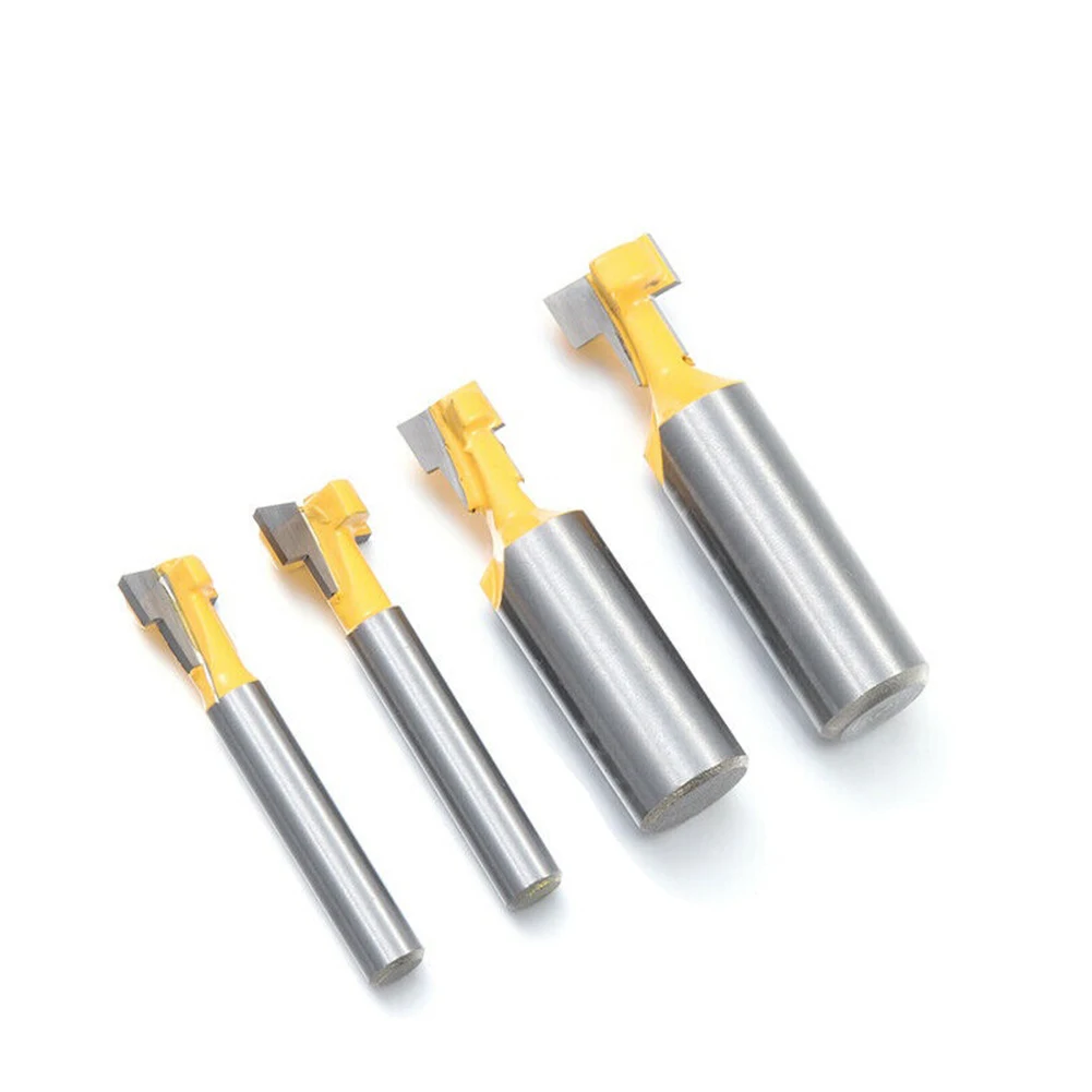 

4pcs 1/4"&1/2" Shank T-Slot Keyhole Woodworking Engraving Cutter Router Bit Woodworking Tenon Milling Cutter Tool