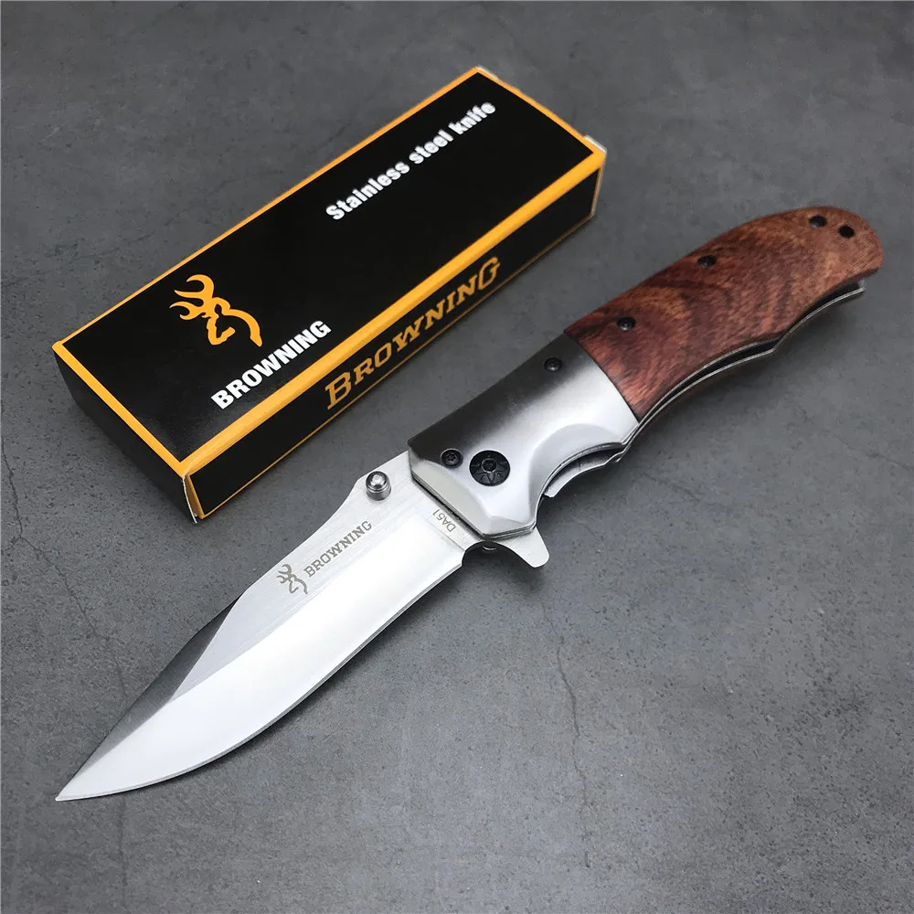 

High Quality Browning DA51 Folding Pocket Knife 3Cr13 Steel Blade Rosewood Handle Tactical Knife Camping Survival Knife Gift Box