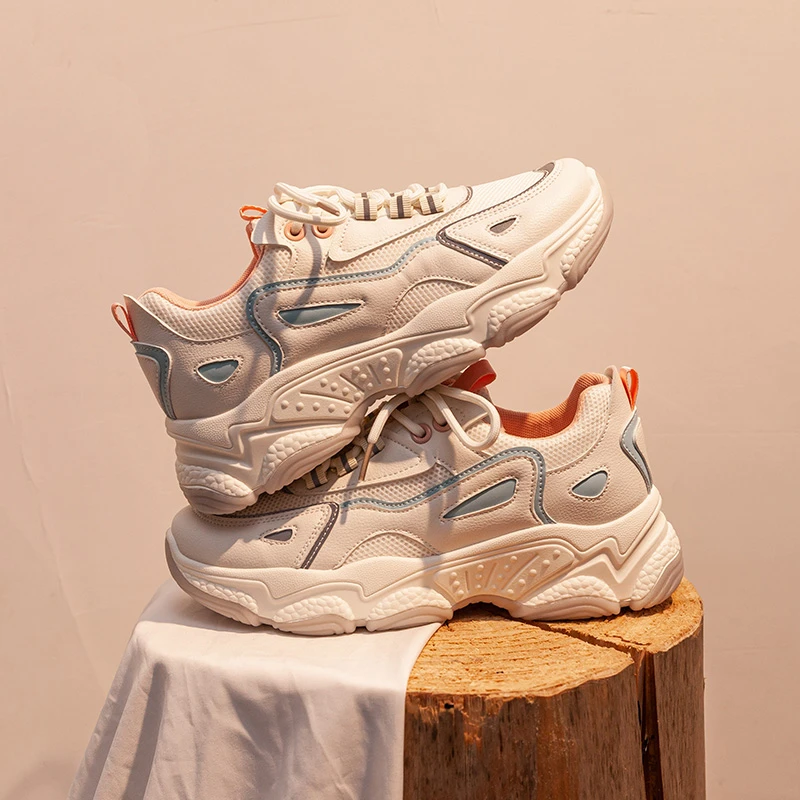 

2021 Autumn Platform Sneakers Women's Casual Shoes White Thick Bottom Ladies Trainers Basket Femme Chunky Vulcanized Shoes Woman