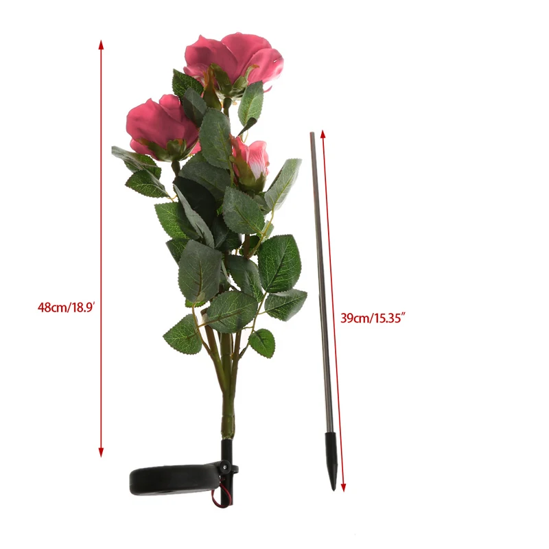 

Solar Powered 3 LED Rose Flower Garden Night Light Lamp Outdoor Party Decor