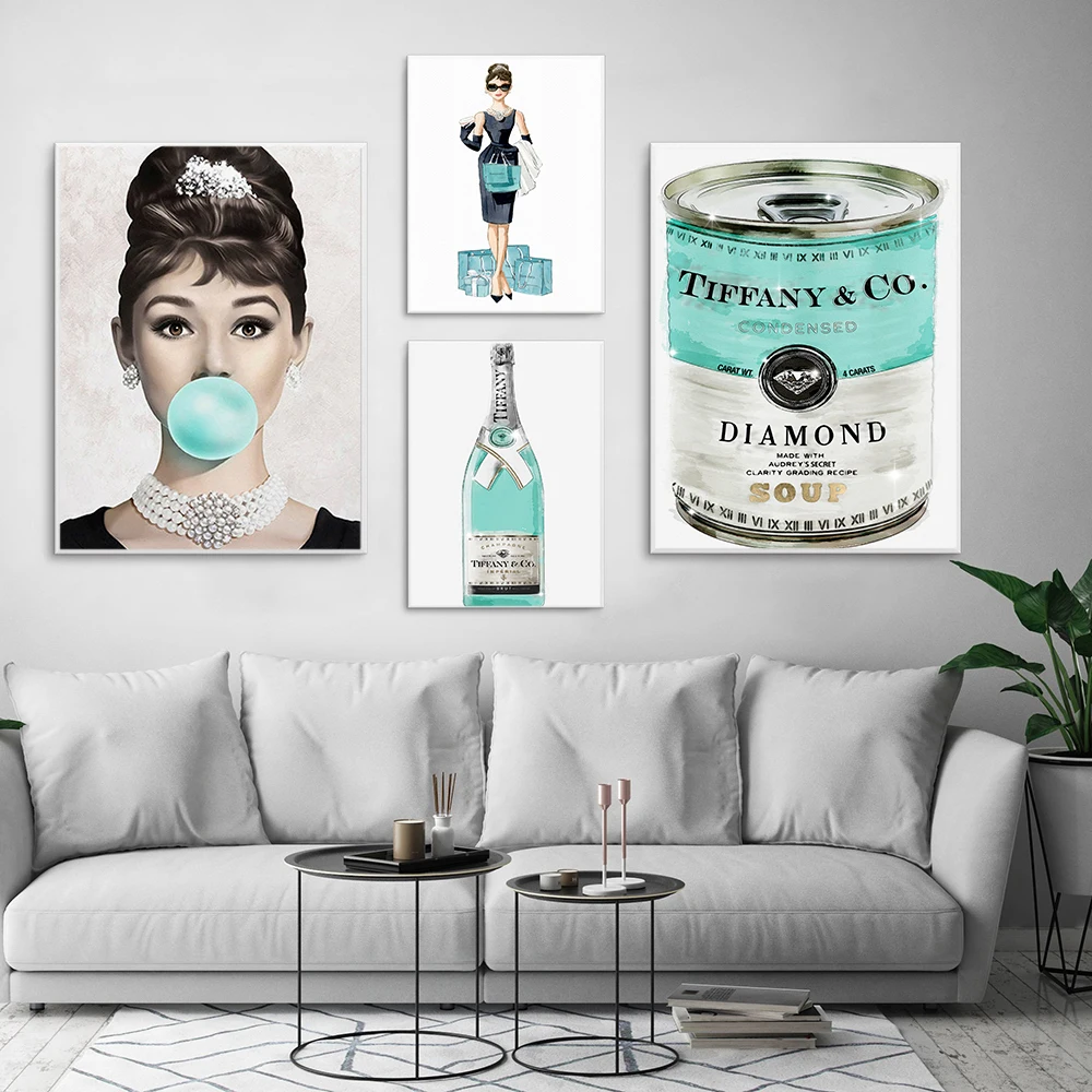 

Breakfast posters and prints Nordic posters Hepburn wall art canvas painting fashion wall pictures for the room
