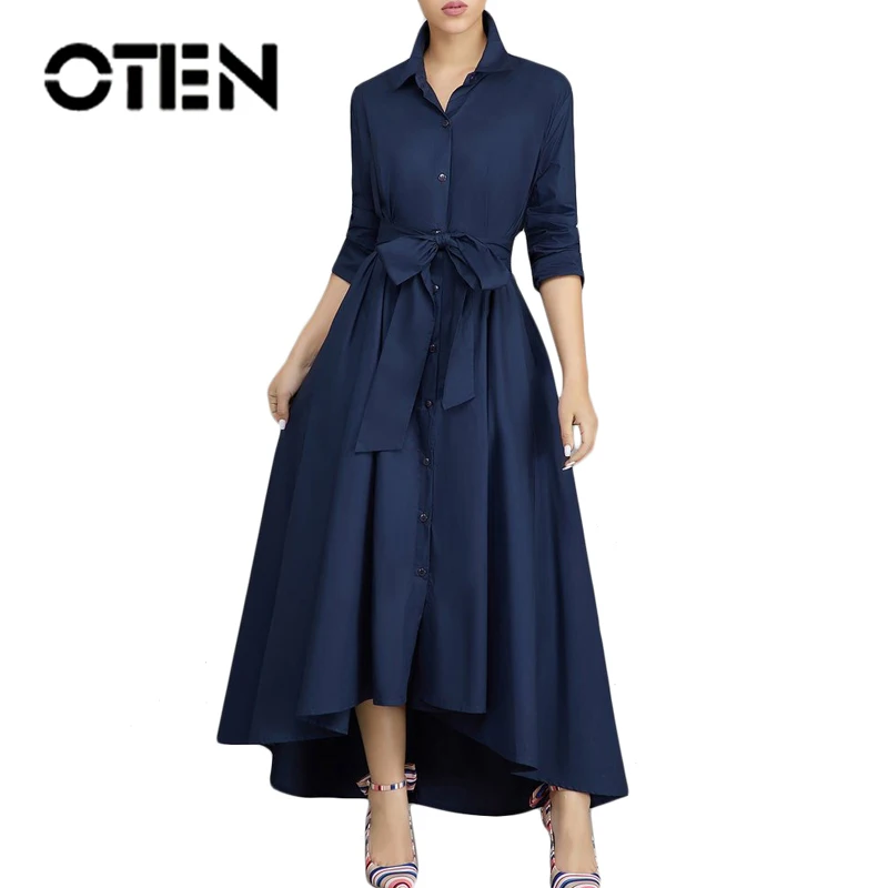 Модное платье рубашка OTEN женская одежда для работы офисный однотонный кардиган