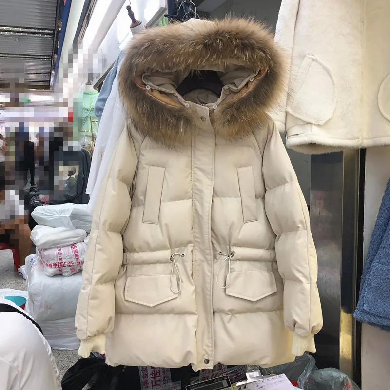 Новые Длинные парки женские зимние куртки пальто толстая хлопковая теплая куртка женская верхняя одежда парки настоящий меховой капюшон, воротник пальто