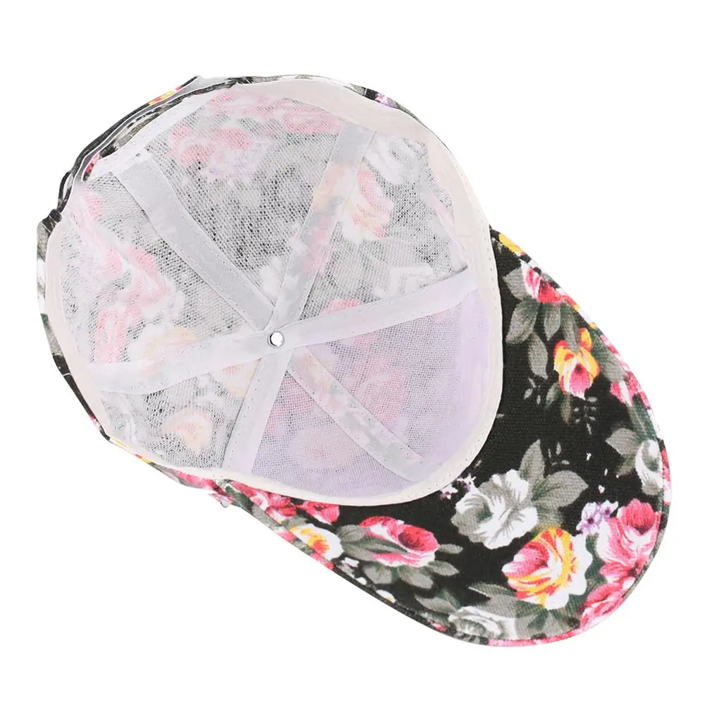 Бейсболка женская с цветочным рисунком регулируемая короткая спортивная кепка в