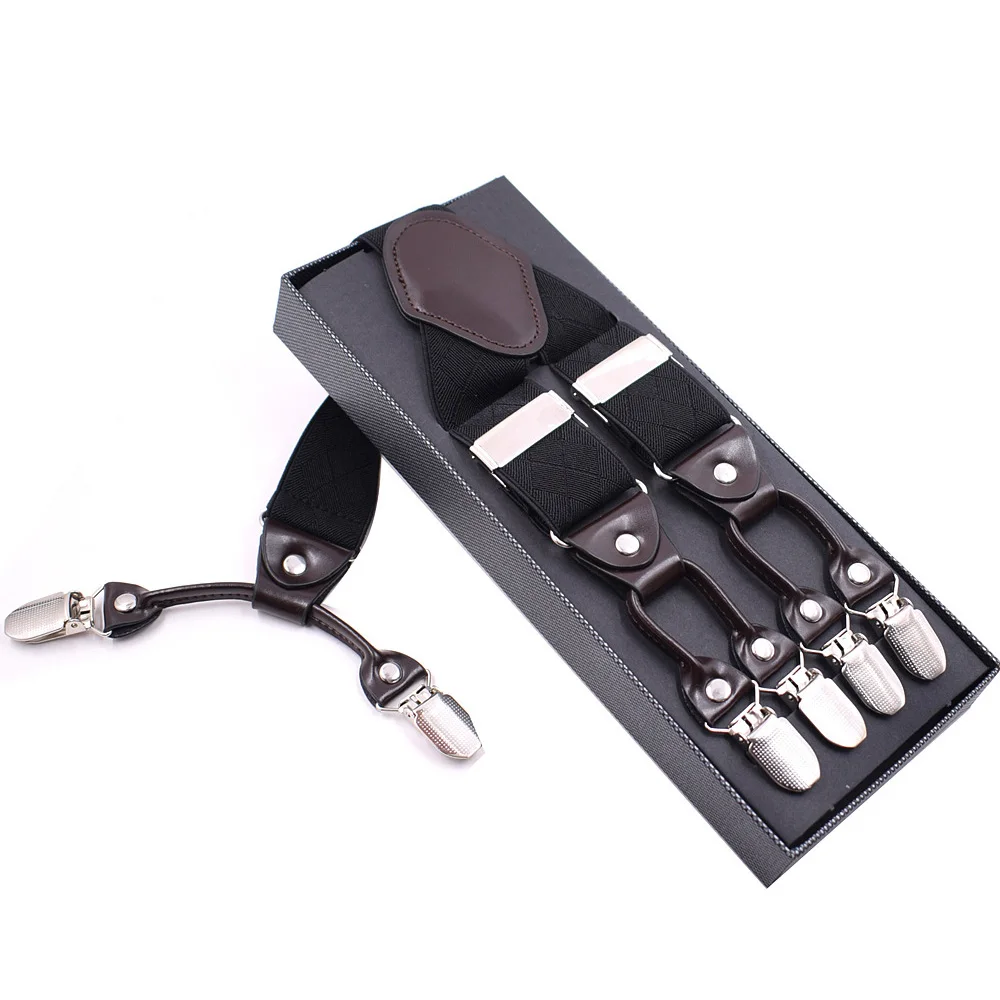 35 мм широкий Для мужчин подтяжки высокие эластичные регулируемые 6 сильных