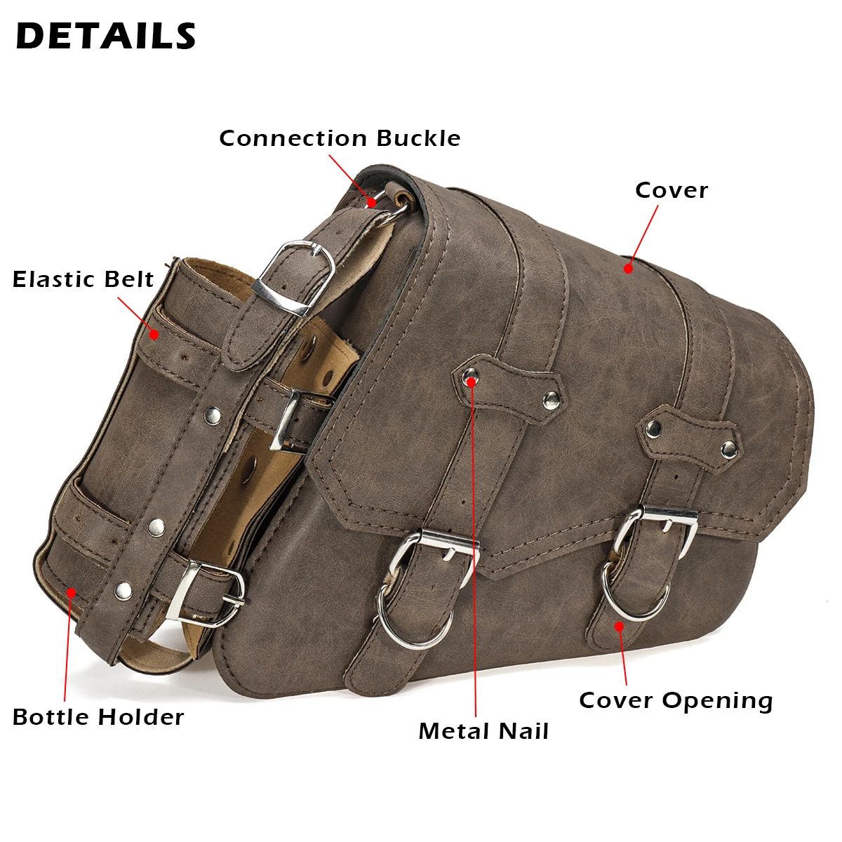 Barato Alforja Universal De Cuero PU Para Motocicleta, Herramienta Marrón, Bolsa Para SILLÍN De Equipaje, Para Honda/Yamaha/Suzuki