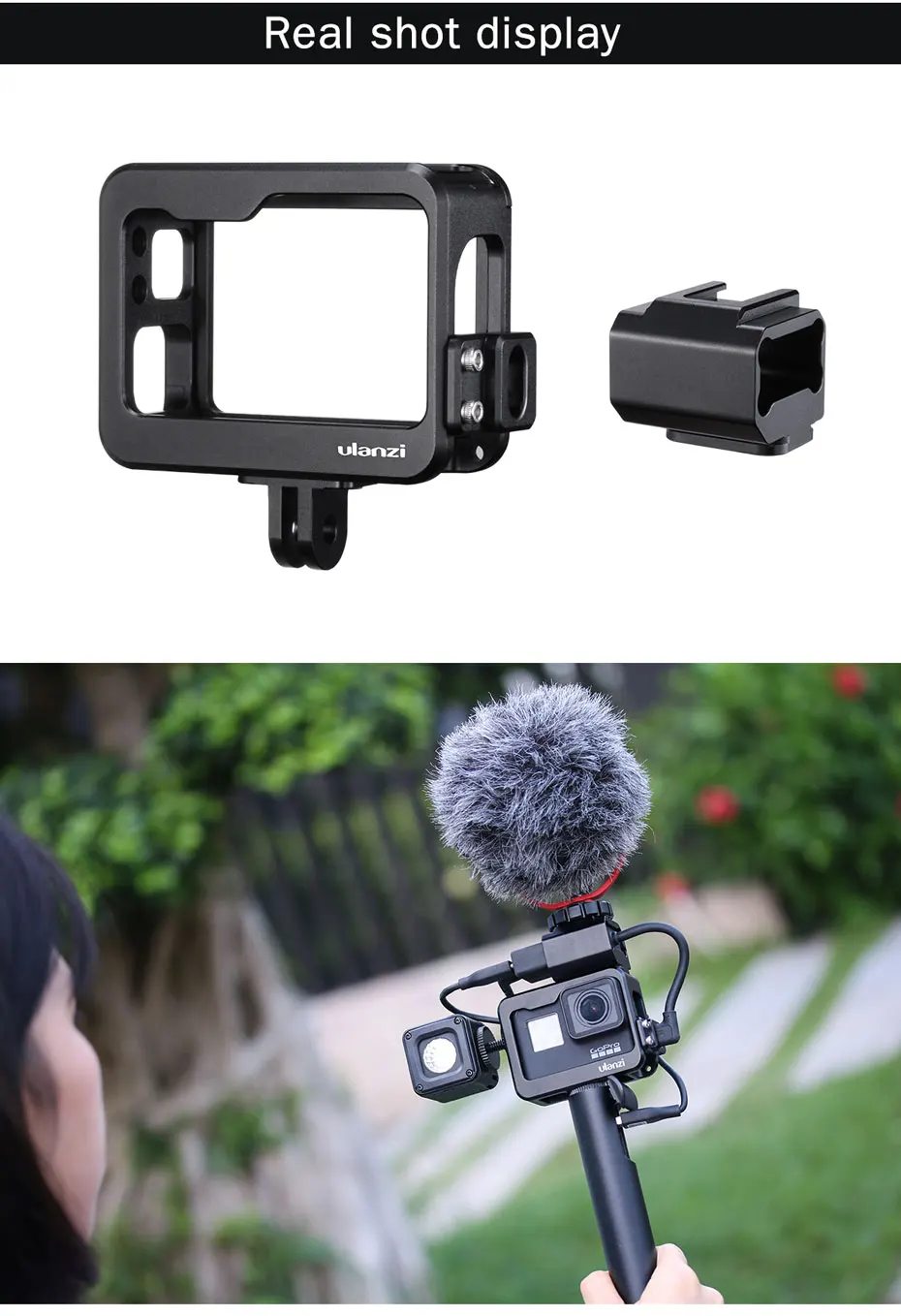 Ulanzi V3 Pro металлический Vlog чехол клетка для Gopro Hero черный 7 6 5 холодный чехол для обуви с батарея для микрофона адаптер микрофонный зажим для кабеля