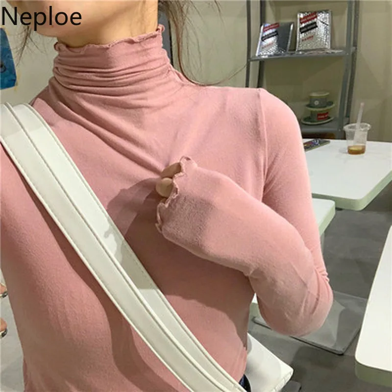 Neploe Turtleneck Candy Colors Bottom Knit Sweater Women Autumn Winter Slim Long Sleeve Wooden Ear Pull Femme Basic Jersey 47930 |