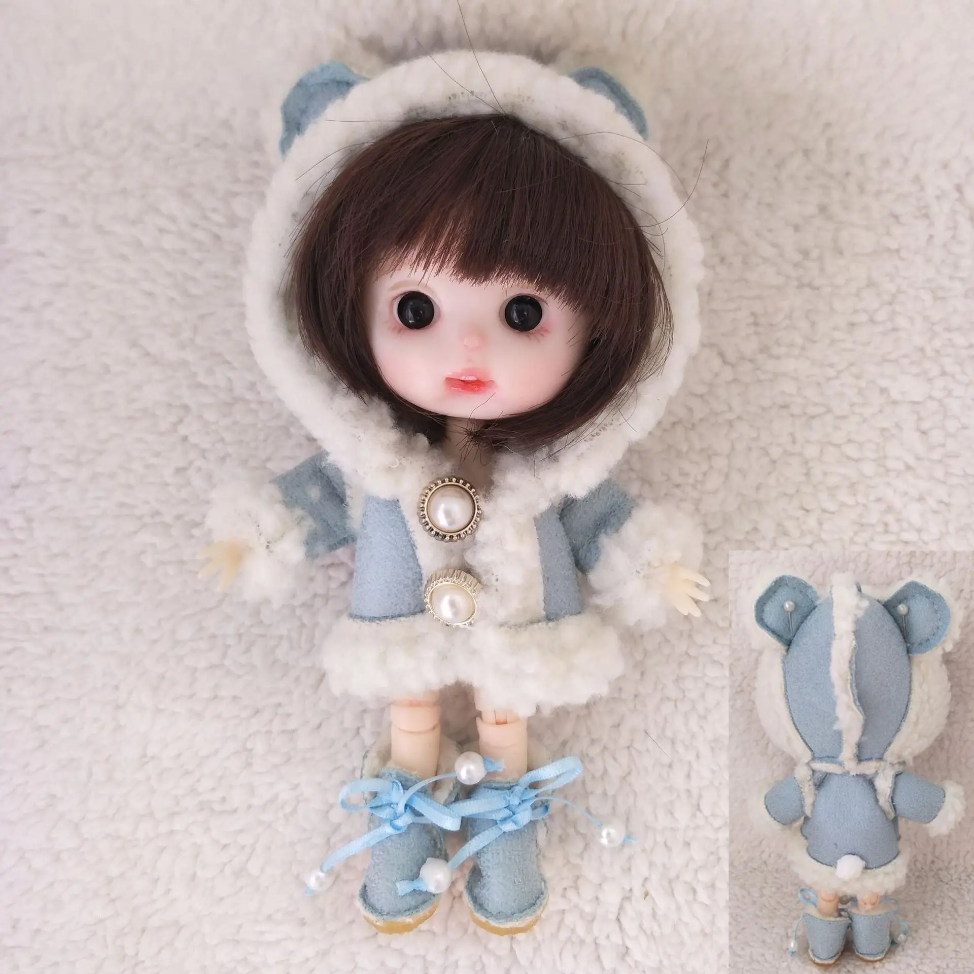

New 16cm BJD Ob11 Doll Clothes Winter Tops Stuffed Animal Coat 1/12 Dolls GSC Universal Accessory Toys for Girls Diy Gift
