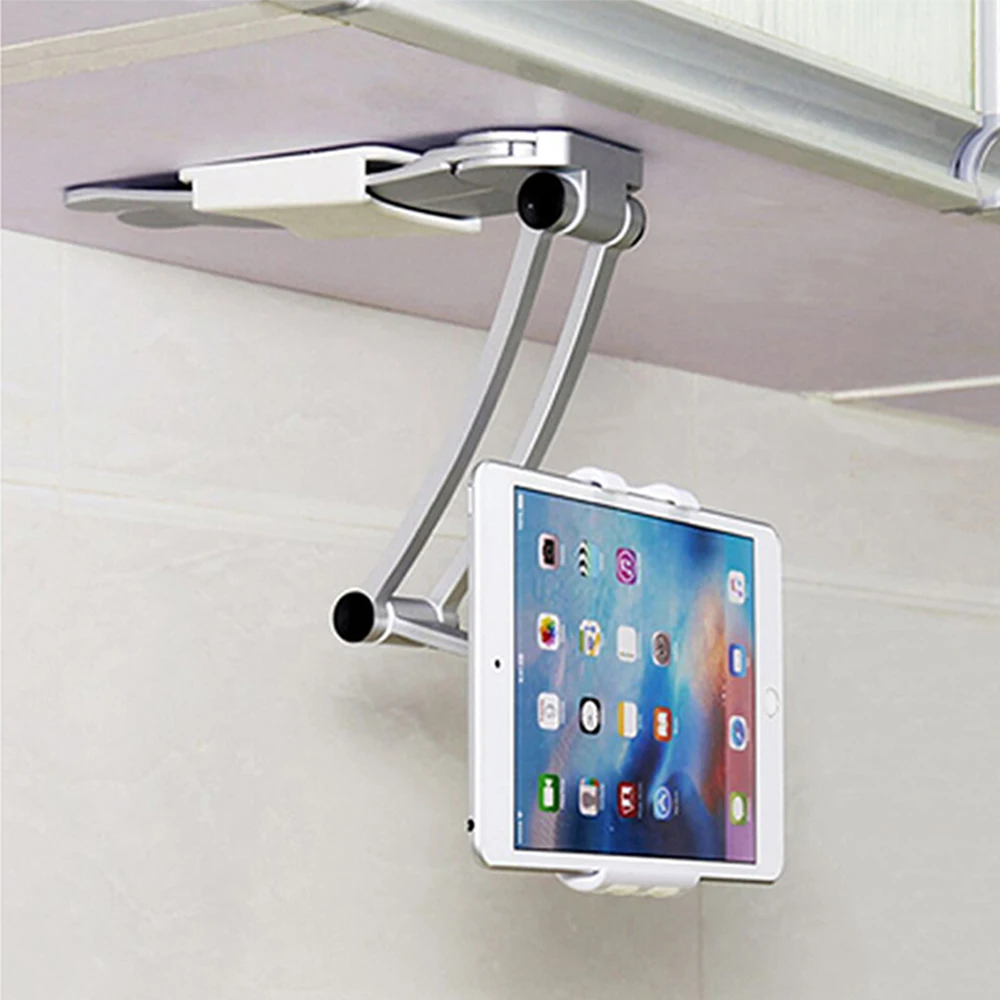 

Wall Desk Tablet Stand Digital Kitchen Tablet Mount Stand Metal Bracket Smartphones Holders Fit For 5-10.5 inch Width Tablet