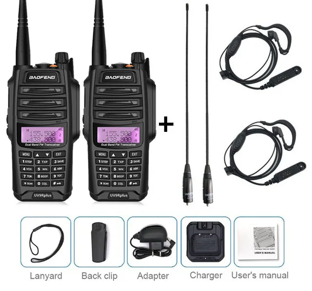 add headsets antenna 2 шт. Baofeng UV-9R PLUS 10 Вт Высокая мощность UHF VHF рация Водонепроницаемый морской CB радиостанции КВ трансивер Woki Toki любитель - Цвет: add headsets antenna