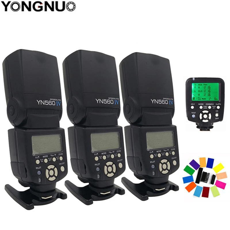 

3x Wireless Speedlite Flash Yongnuo YN560 IV +YN560TX Flash Controller For Canon Nikon with free 3 Flash Diffuser Box