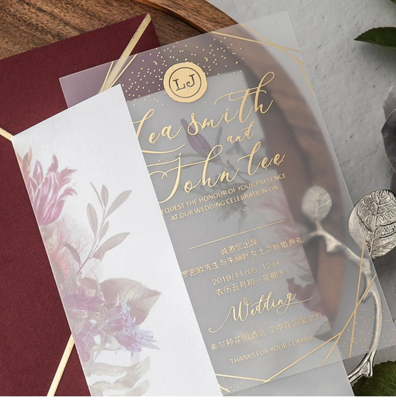 Elegant Royal Frosted Translucent Acrylic Invites Wedding Invitation Cards for Bridal Shower Engagement Birthday, Customizable image 4