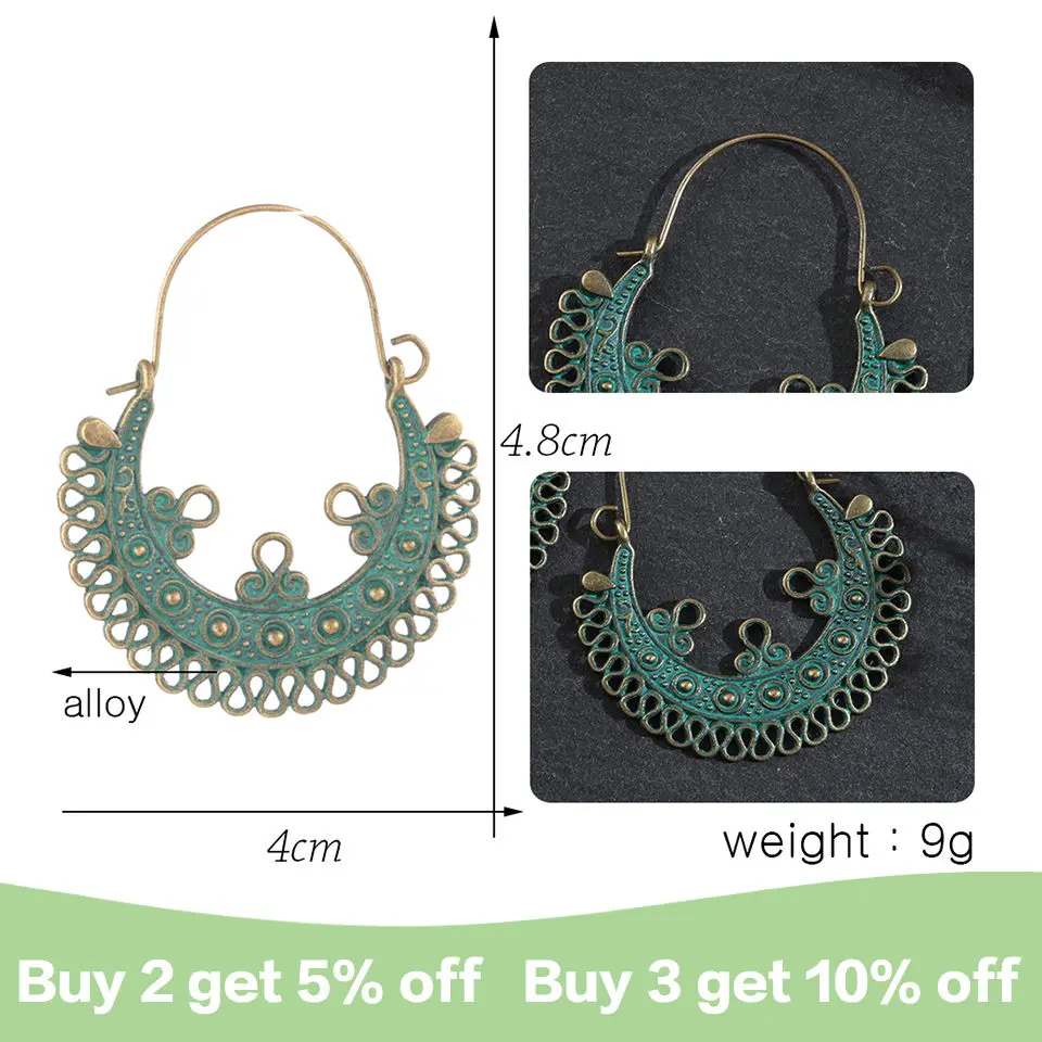 Винтажные этнические антикварные медные бронзовые Висячие серьги для женщин 2019