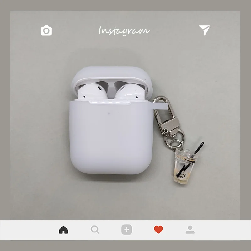 Milk Tea Clear White Для Apple AirPods чехол милый молочный чай беспроводные наушники чехол для Airpods гарнитура силиконовый защитный чехол бутылка для напитков брелок - Цвет: Milk Tea Clear White