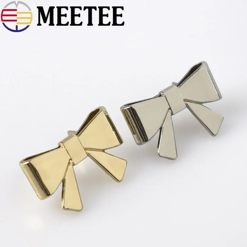 2шт Meetee 25*16 мм золото серебро сумка с бантом обувь клип Пряжка DIY Декор одежды пуговицы аксессуары F1-15