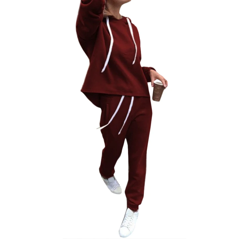 Новый Модный женский спортивный костюм с длинным рукавом толстовки и длинные