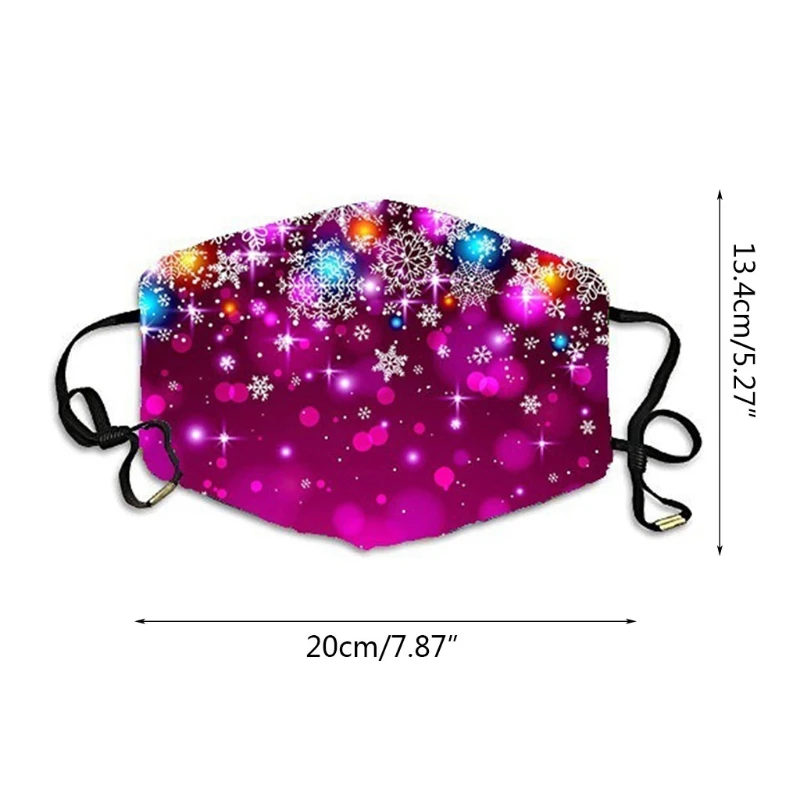 

9Pcs/Set Men Women Christmas Dustproof Mouth Mask Colorful Snowflake 3D Digital Print Windproof Washable Face Cover