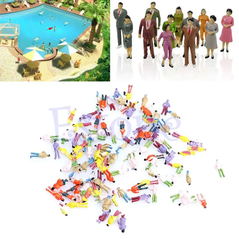 

Chic 100pcs 1:150 Building Layout Model People HO Scale Painted Figure Passenger