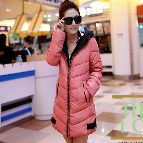 

Winter Women Warm Jackets Tops Coats Glossy Zipper Mid-length Thick Ultra-light Hooded Down Jacket Size XL