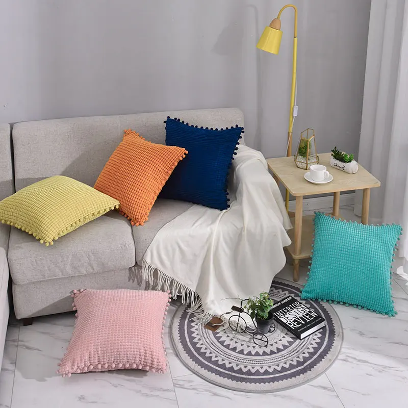 

Soft Corduroy Cushion Cover Corn Striped Sofa Pillow Cover Nordic Home Decor Pillow Case 40x40cm for Bed Living Room Decoration