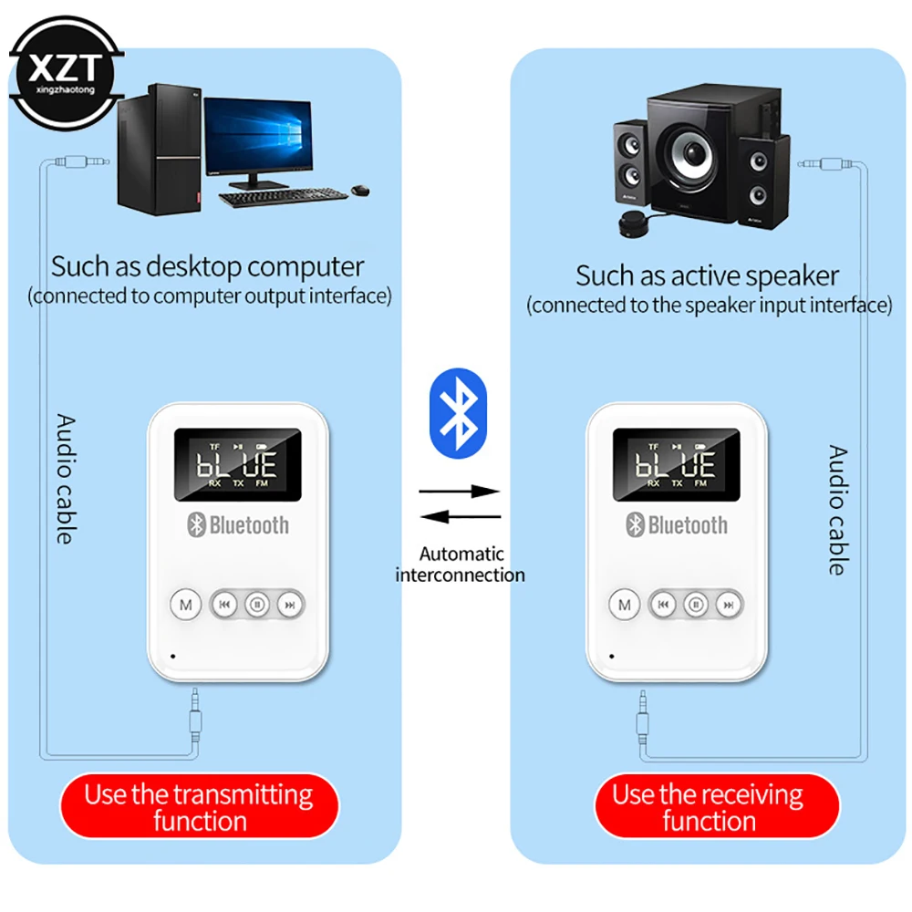 Bluetooth 5 0 передатчик приемник светодиодный дисплей 3 мм разъем Aux аудио TF слот для