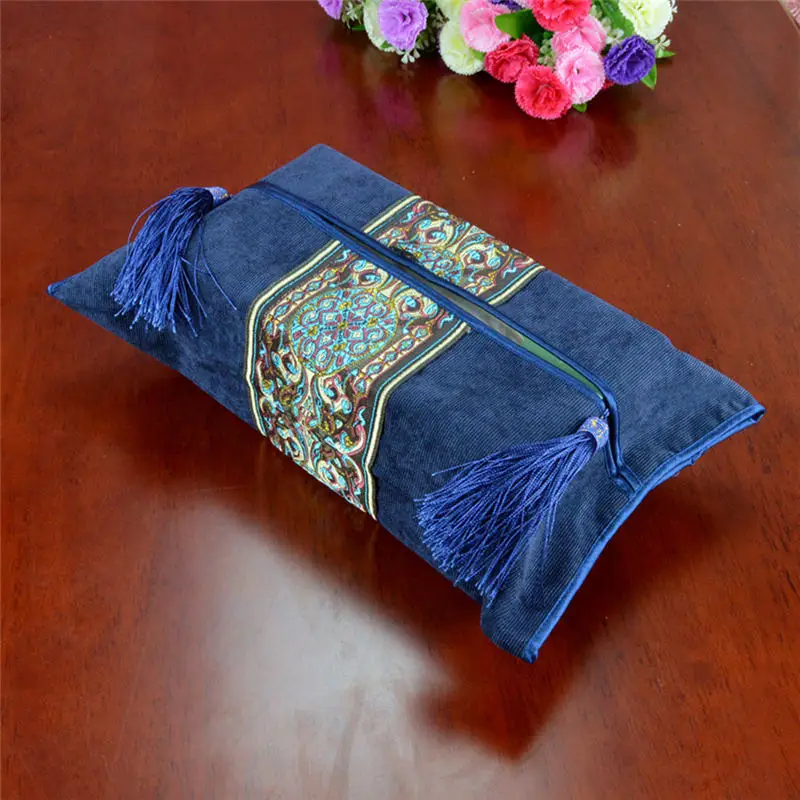 Вышитая бумажная коробка для салфеток Классический держатель декоративные