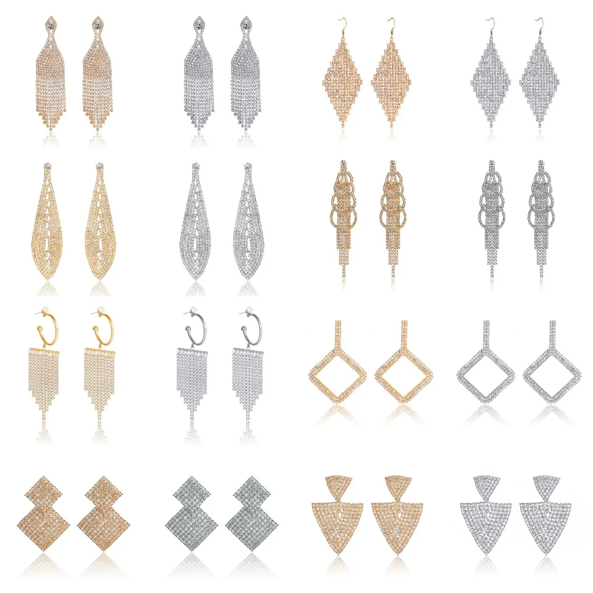 

Large Geometric Crystal Dangle Earrings for Women Bohemian Charm Layer Metal Tassel Drop Earrings Party Hanging Jewelry