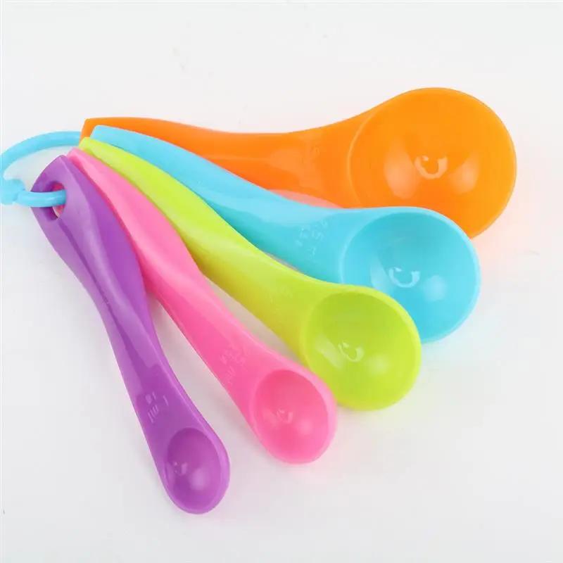 

5pcs Food-grade Resin Kitchen Measuring Spoons Baking Utensil Set Kit Tools Color Random