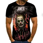 Новинка 2021, лидер продаж, Мужская футболка с 3d принтом клоуна, Мужская футболка с 3d-лицом Джокера, Забавные футболки с коротким рукавом клоуна, Топы И Футболки