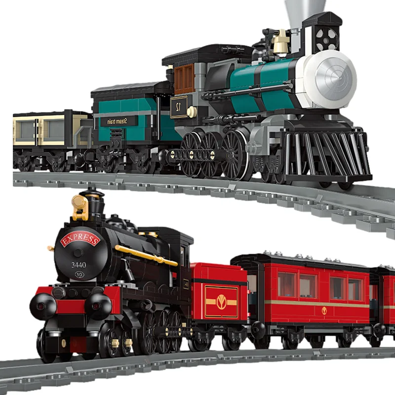 

City Classic Steam Train Station Rail Building Blocks Kit ​Creativity Technical Vehicle Bricks DIY Educational Toys For Children