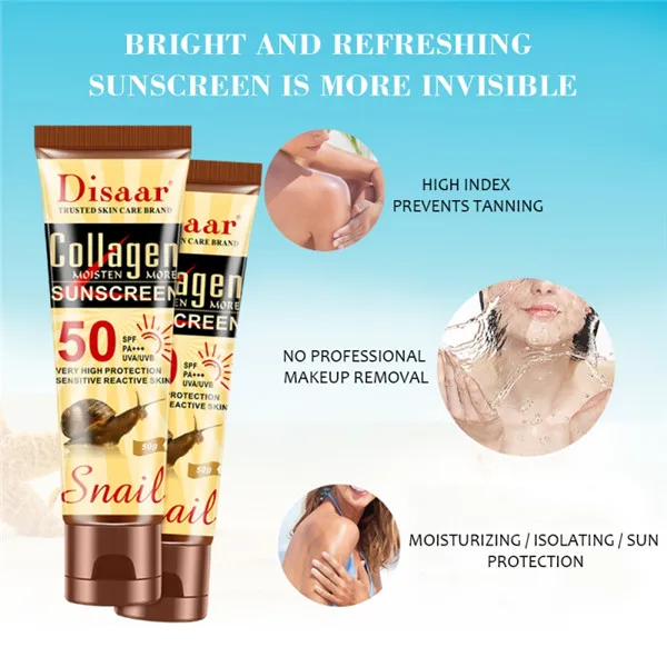Новая коллагеновая эссенция улитки SPF 50 увлажняющий солнцезащитный крем против старения контроль за маслом анти-УФ отбеливающий солнцезащитный крем для лица