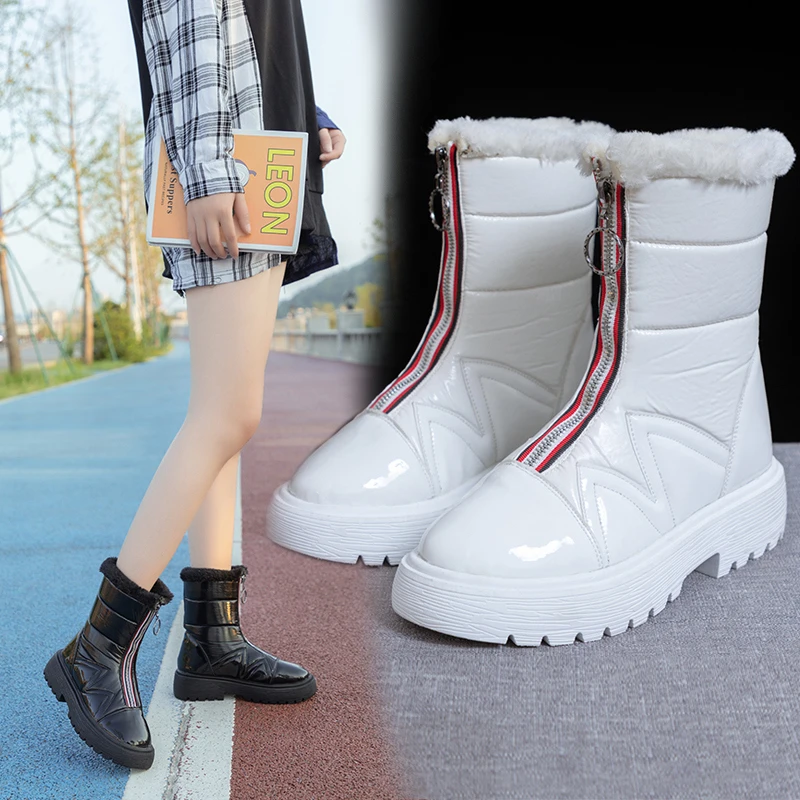 WWKK женские сапоги зимние 2019 года женская обувь из искусственной кожи теплые для