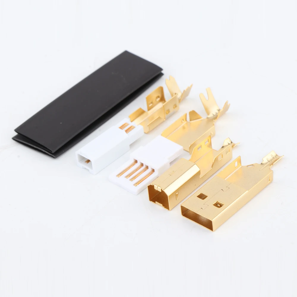 USB кабель с разъемом типа A + B покрытый розовым золотом для ручного подключения к