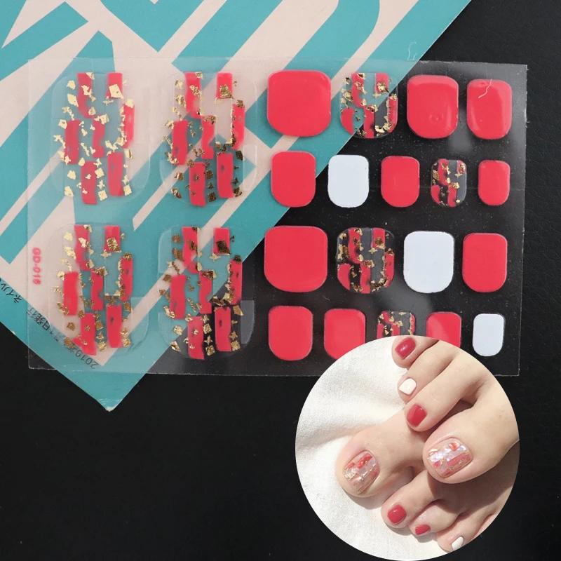 GD-016 22 Типсы/Лист наклейки для ногтей с рисунком улыбки Летние Стильные палочки для ногтей водонепроницаемый Маникюр детские украшения для ног - Color: GD-016