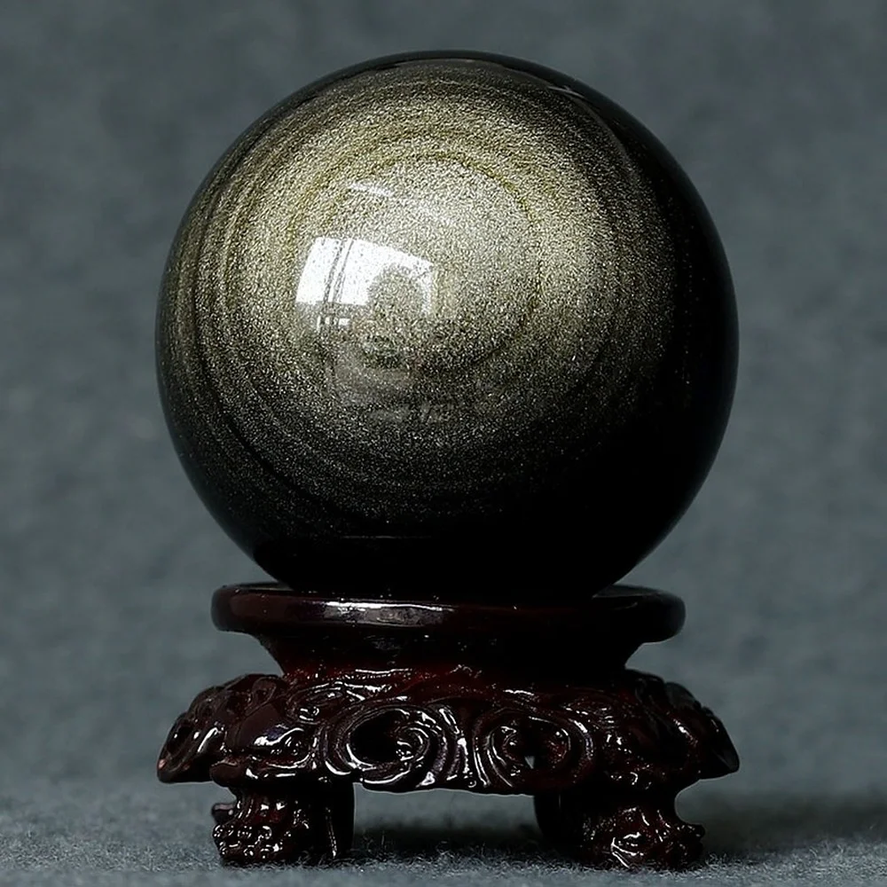 

Natural obsidian ball, natural ochre ball