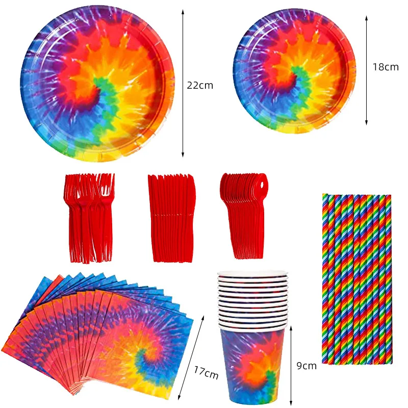 Тай дай День рождения поставки 60 х годов хиппи тема Радуга на день набор