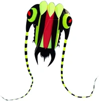 kite large easy flyer soft kite for kids colorful green trilobite its big 30 inches wide with two 130 inches long tails