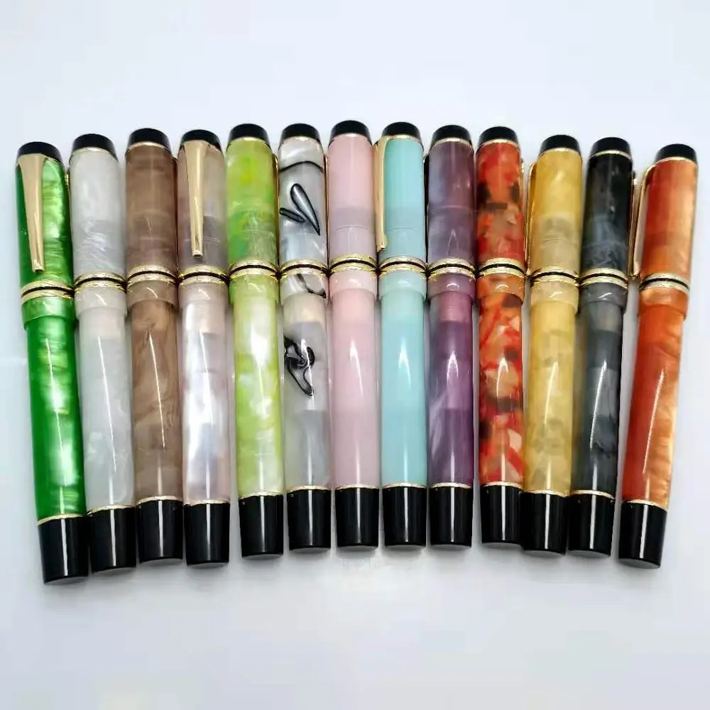 

NEW Kaigelu 316 Celluloid Fountain Pen, FIine Nib Beautiful Marble Orange Pattern Ink Pen Writing Gift for Office Business